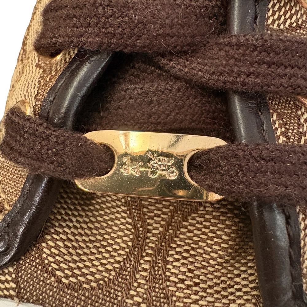 Coach Signature Jacquard Empire Low Top Sneakers Khaki Brown Monogram Shoes - Picture 3 of 10